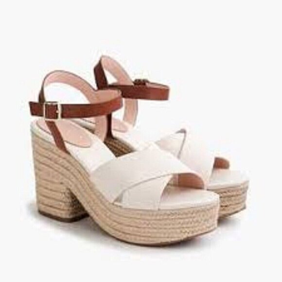 J. Crew Leather Platform Espadrille Sandals - Coquette - Picture 1 of 11